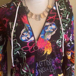 Artistic Multi Colored light sweater with hoodie